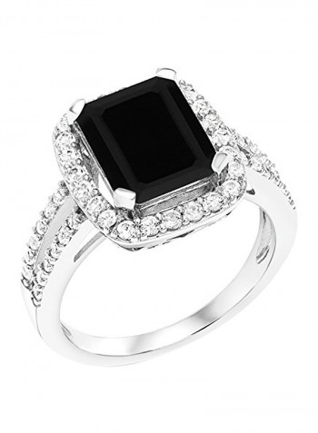 3.75 Ct Emerald Cut Black Onyx 925 Sterling Silver Women's Ring