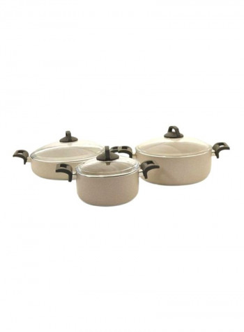 6-Piece Turkish Cookware Set Cream/Clear/Green