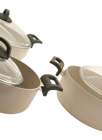 6-Piece Turkish Cookware Set Cream/Clear/Green