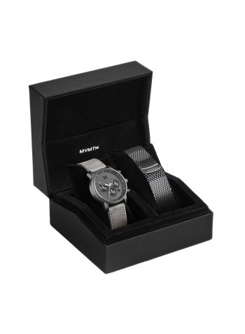 Men's Leather Chronograph Wrist Watch CBX-MONOCHROME With Interchangeable Black Mesh Strap
