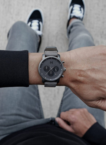 Men's Leather Chronograph Wrist Watch CBX-MONOCHROME With Interchangeable Black Mesh Strap
