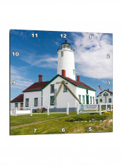 Dungeness Spit Lighthouse Printed Wall Clock Multicolour 15 x 15inch