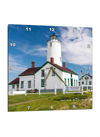 Dungeness Spit Lighthouse Printed Wall Clock Multicolour 15 x 15inch