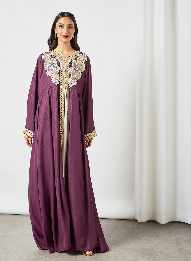 Embellished Moroccan Kaftan Purple