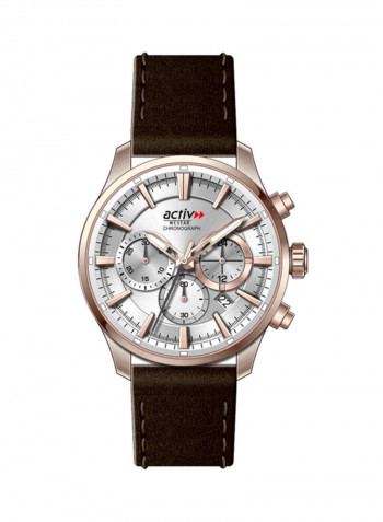 Men's Activ Leather Chronograph Wrist Watch 90224PPN627