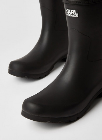 Metal Logo Detailed Iconic Boots Black