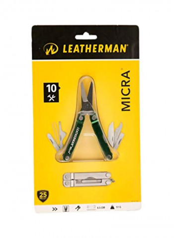 10-In-1 Multi-Use Tool Silver/Green 6.5centimeter