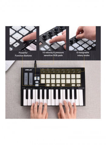 Portable 25-Key USB Midi Keyboard Controller