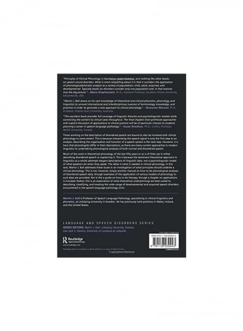 Principles Of Clinical Phonology: Theoretical Approaches Paperback