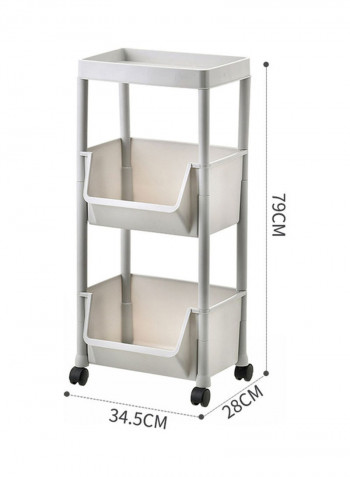 3-Tiered Kitchen Storage Cart Grey 34.5x79x28cm