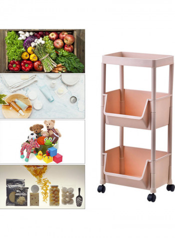 3-Tiered Kitchen Storage Cart Pink 31.10x13.58x11.02inch