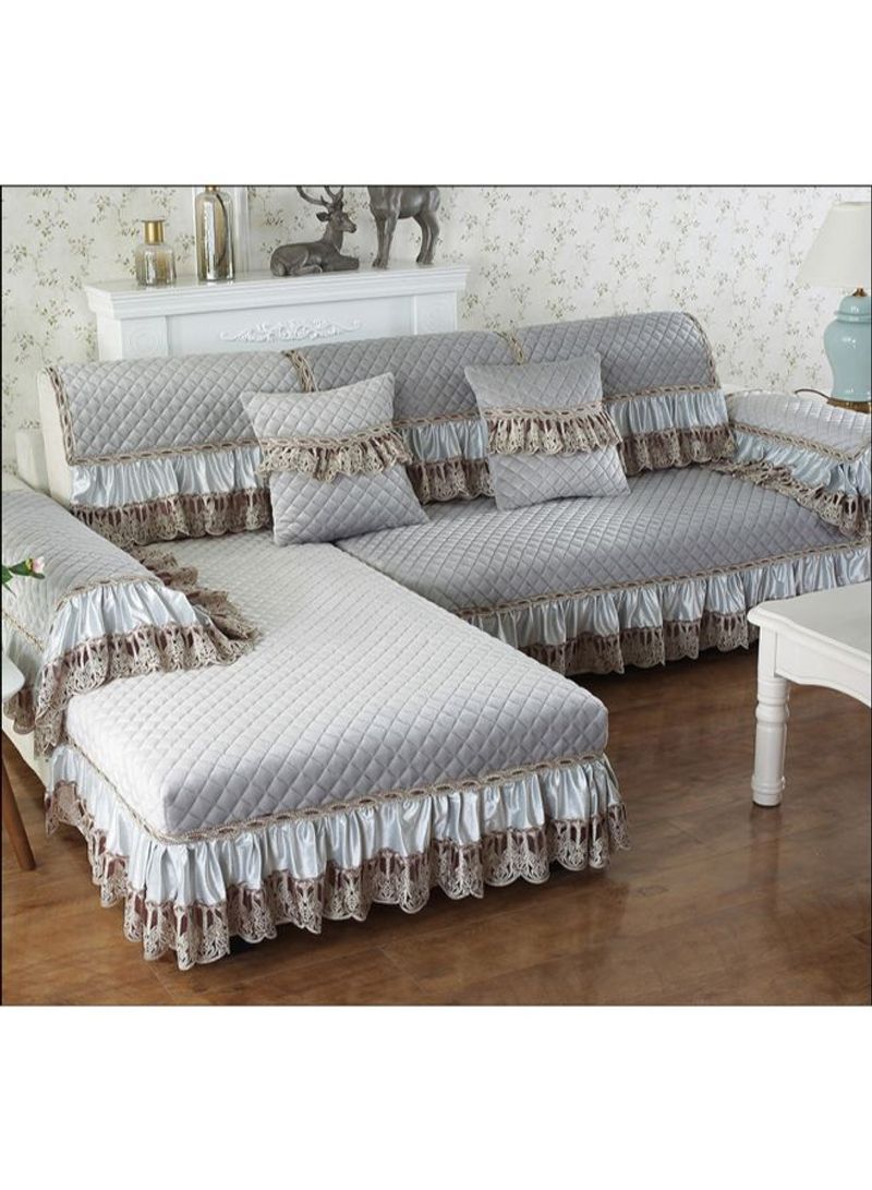 European Style Decorative Sofa Slipcover Grey/Brown