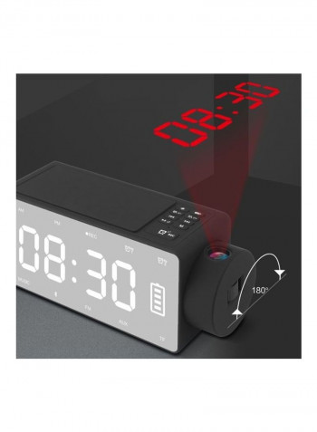 Multi-Function Mirror Bluetooth Speaker With Wireless Charging And Alarm Clock Function Black