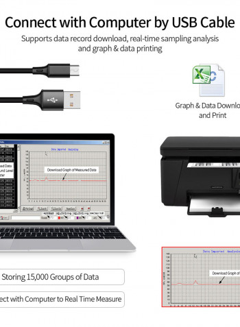 Digital Sound Level Meter With Data Record And USB Connect Orange/Black 25.50 x 5.80 x 21cm