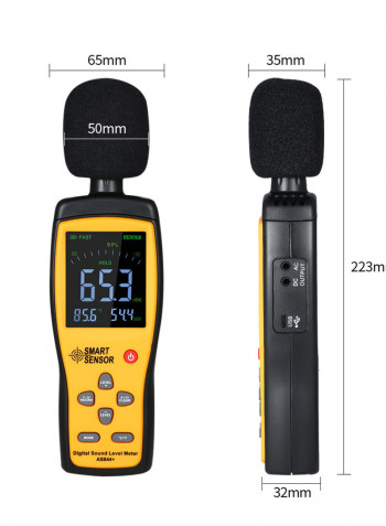 Digital Sound Level Meter With Data Record And USB Connect Orange/Black 25.50 x 5.80 x 21cm