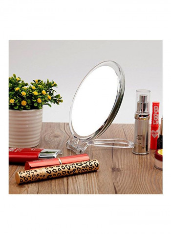 Handheld Folding Mirror With Pouch Clear/White