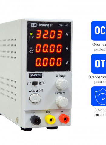 4-Digit LED Mini DC Power Supply White 30 x 11 x 19.50cm
