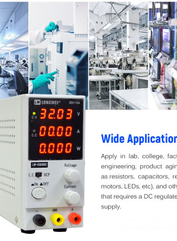 4-Digit LED Mini DC Power Supply White 30 x 11 x 19.50cm
