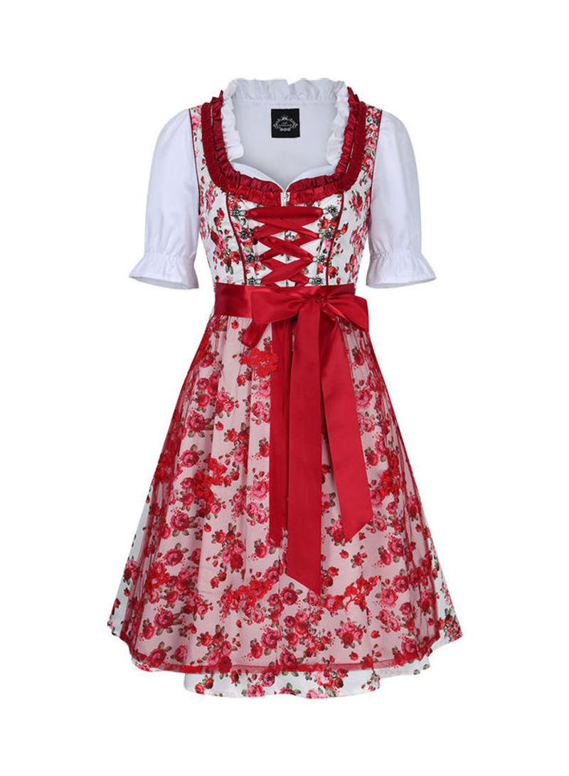 Classic Lace Dress Red/White