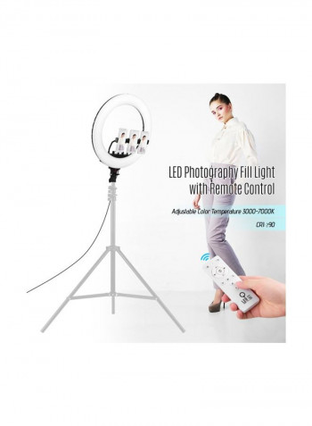 LED Dimmable Ring Light 51x 50x 8centimeter White/Black