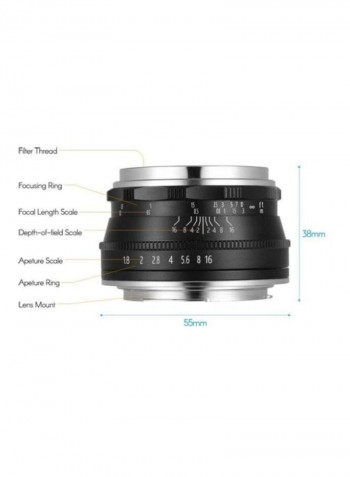 Manual Focus Camera Lens Black/Silver