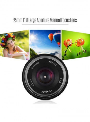 Manual Focus Camera Lens Black/Silver