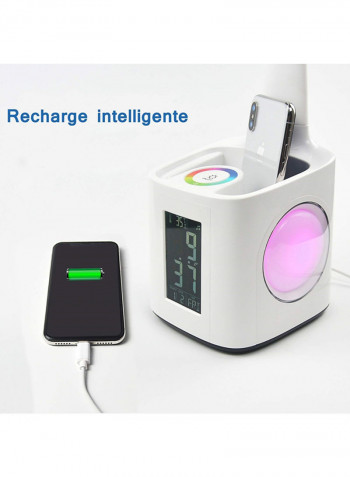 Table Lamp with Pen Holder & Alarm Clock Multicolour 20x16x30centimeter