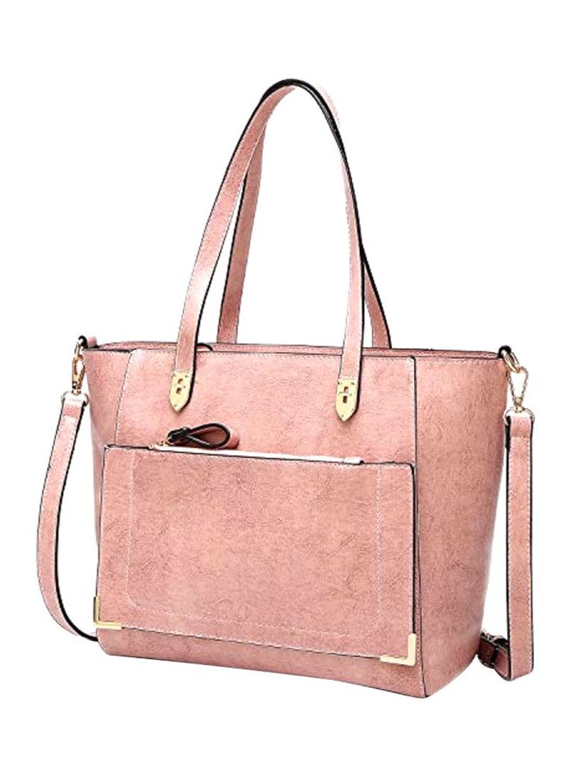 Leather Satchel Handbag Pink