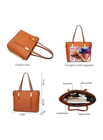 Synthetic Leather Satchel Bag Black