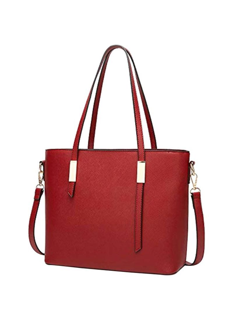Synthetic Leather Satchel Bag Red