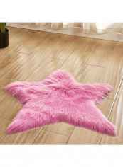 1-Piece Rug Star Shaped Solid Color European Style Floor Home Floor Mat Pink One Size