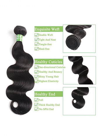 3-Piece Soft Wavy Hair Extension With Closure Black