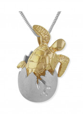 Accents Baby Turtle Hatchling Egg Pendant Necklace