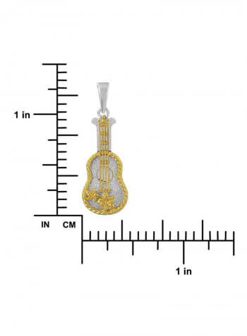 Ukulele Plumeria Yellow Gold Plated Accents Pendant