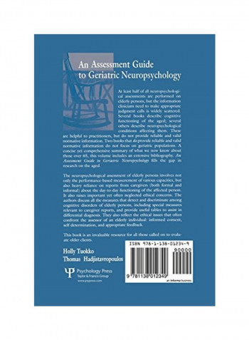 An Assessment Guide To Geriatric Neuropsychology Paperback