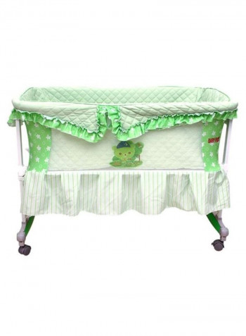 Crib With Retractable Hood - Green/White