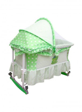 Crib With Retractable Hood - Green/White