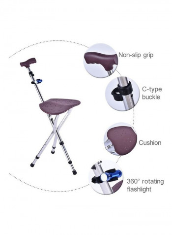 Portable Folding Adjustable Cane Stool With Seat 90x30x20cm