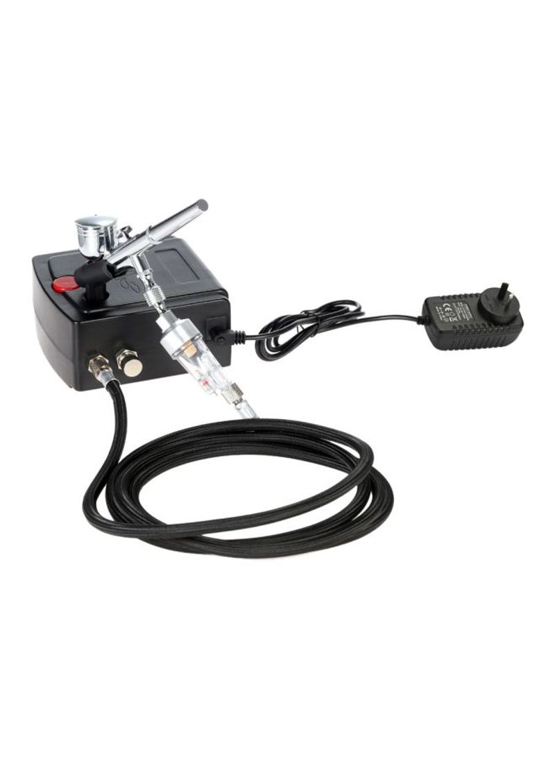 Professional Gravity Feed Dual Action Air Compressor Kit Black/Silver 147x28x85millimeter