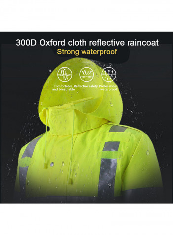 Waterproof Reflective Safety Rain Jacket With Detachable Down Hood Fluorescent yellow L