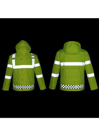 Waterproof Reflective Safety Rain Jacket With Detachable Down Hood Fluorescent yellow L