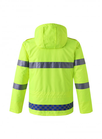 Waterproof Reflective Safety Rain Jacket With Detachable Down Hood Fluorescent yellow L