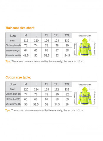 Waterproof Reflective Safety Rain Jacket With Detachable Down Hood Fluorescent yellow M