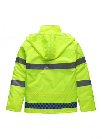 Waterproof Reflective Safety Rain Jacket With Detachable Down Hood Fluorescent yellow M
