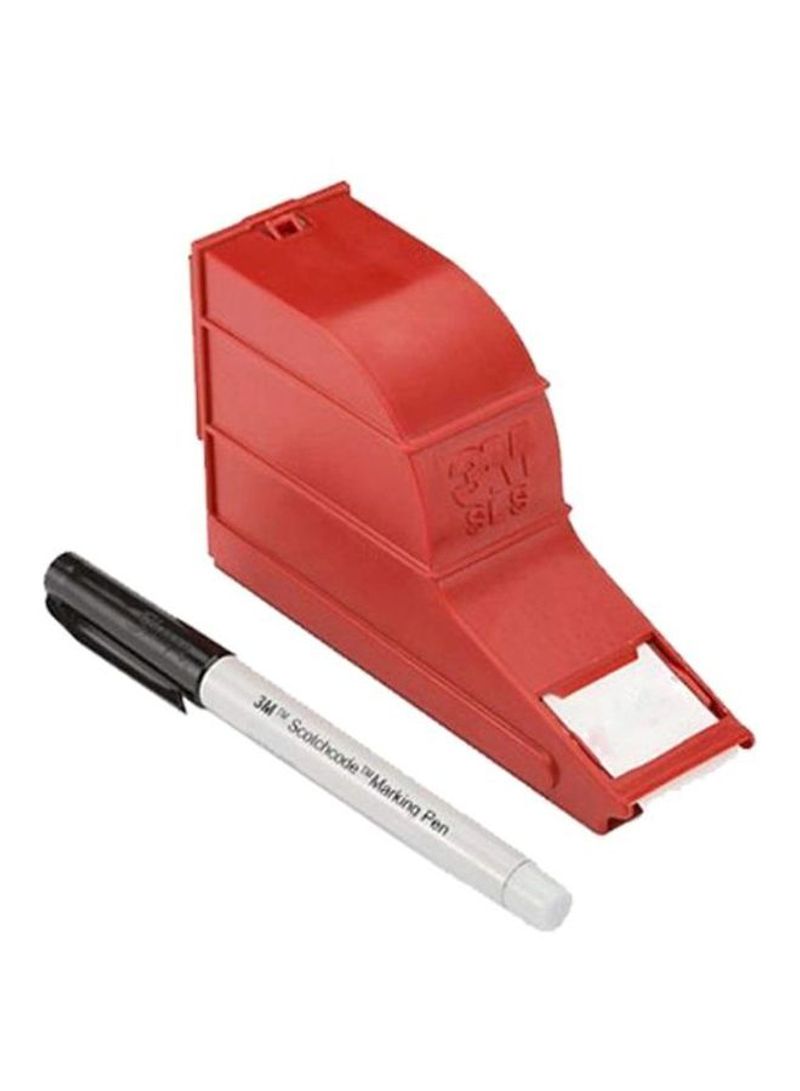 Plastic Self Laminating Write-On Wire Marker Dispenser With Tape and Pen Red/White/Black