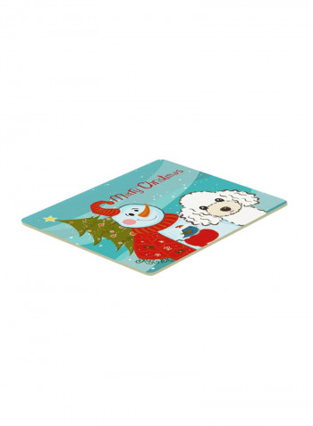 Snowman With Poodle Kitchen/Bath Mat Multicolour 18 x 24inch