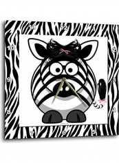 Zebra With Bow Printed Wall Clock White/Black 15x15x0.1inch