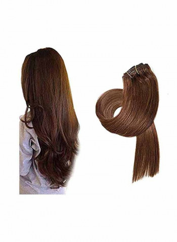 Clip In Real Human Hair Extensions Brown 22inch