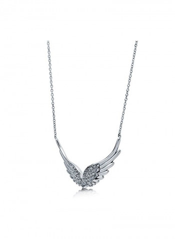 925 Sterling Silver Cubic Zirconia Studded Pendant Necklace