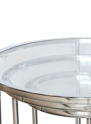 3-Piece Nesting Table Set Silver/Clear
